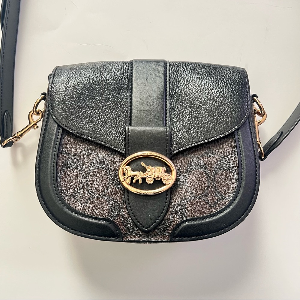 Coach Saddle Women's Crossbody Bag, Medium Black/Brown - Picture 1 of 8